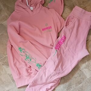 Pink RCKLSS Hoodie and Sweatpants Set
